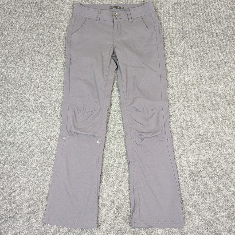 Prana Halle Activewear Gray Hiking Pants Womens 2 Short Inseam Articulated Knee